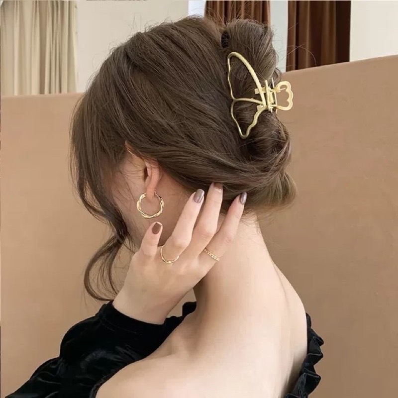 Kẹp tóc cánh bướm kim loại phong cách thanh lịch