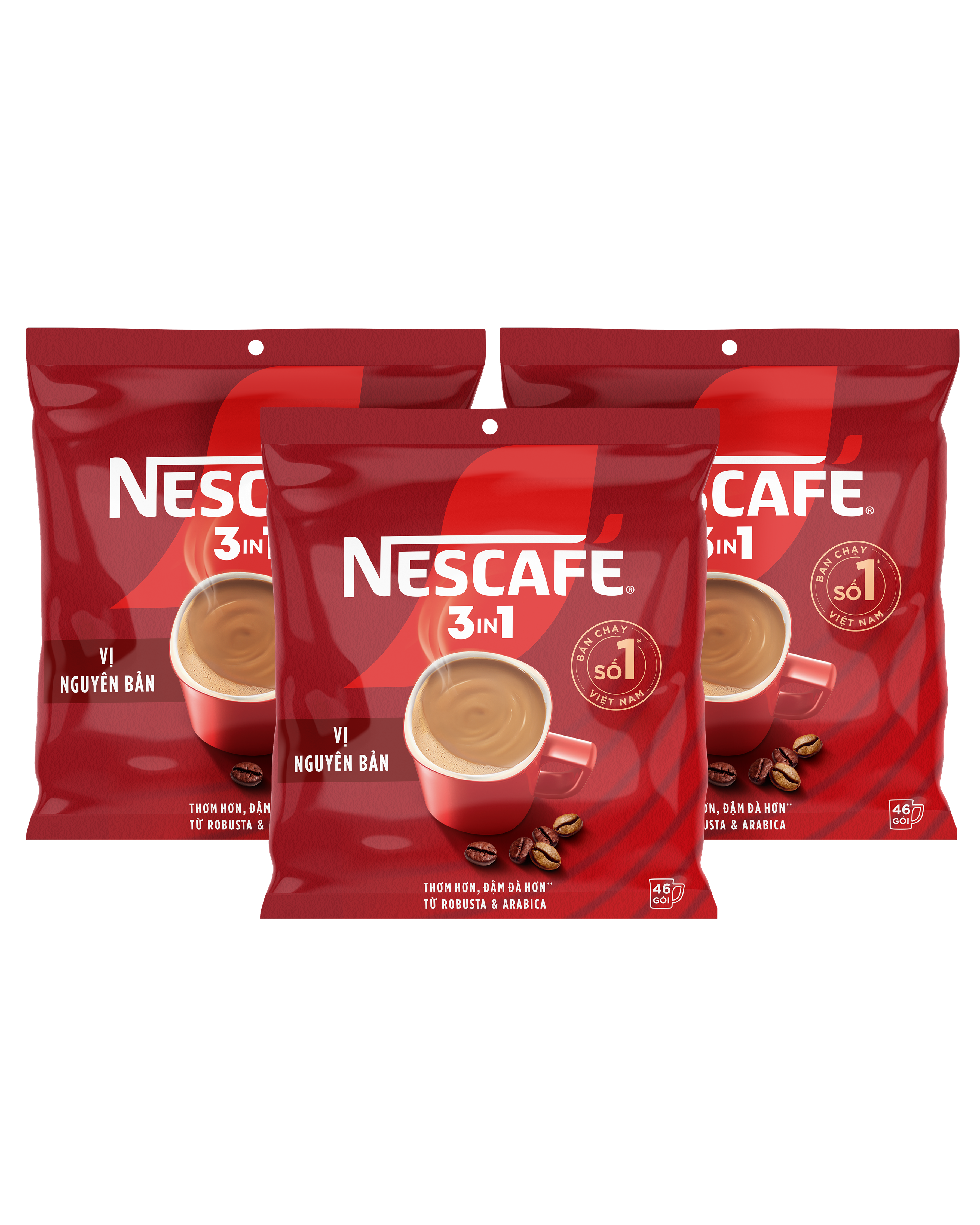 Hình ảnh Cà phê hoà tan NESCAFÉ 3IN1 VỊ NGUYÊN BẢN - công thức cải tiến (bịch 46 gói x 16g)