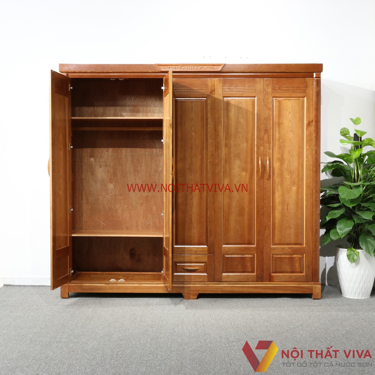 Tủ Quần Áo 5 Cánh Gỗ Xoan Đào Tự Nhiên Bền Đẹp Giá Rẻ