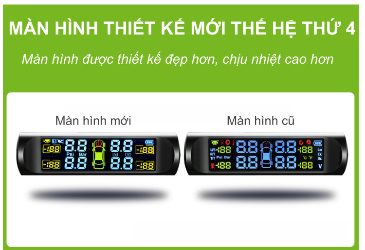 Cảm biến áp suất lốp xe ô tô TPMS thông minh màn hình LCD màu, chạy bằng năng lượng mặt trời lắp van ngoài T3