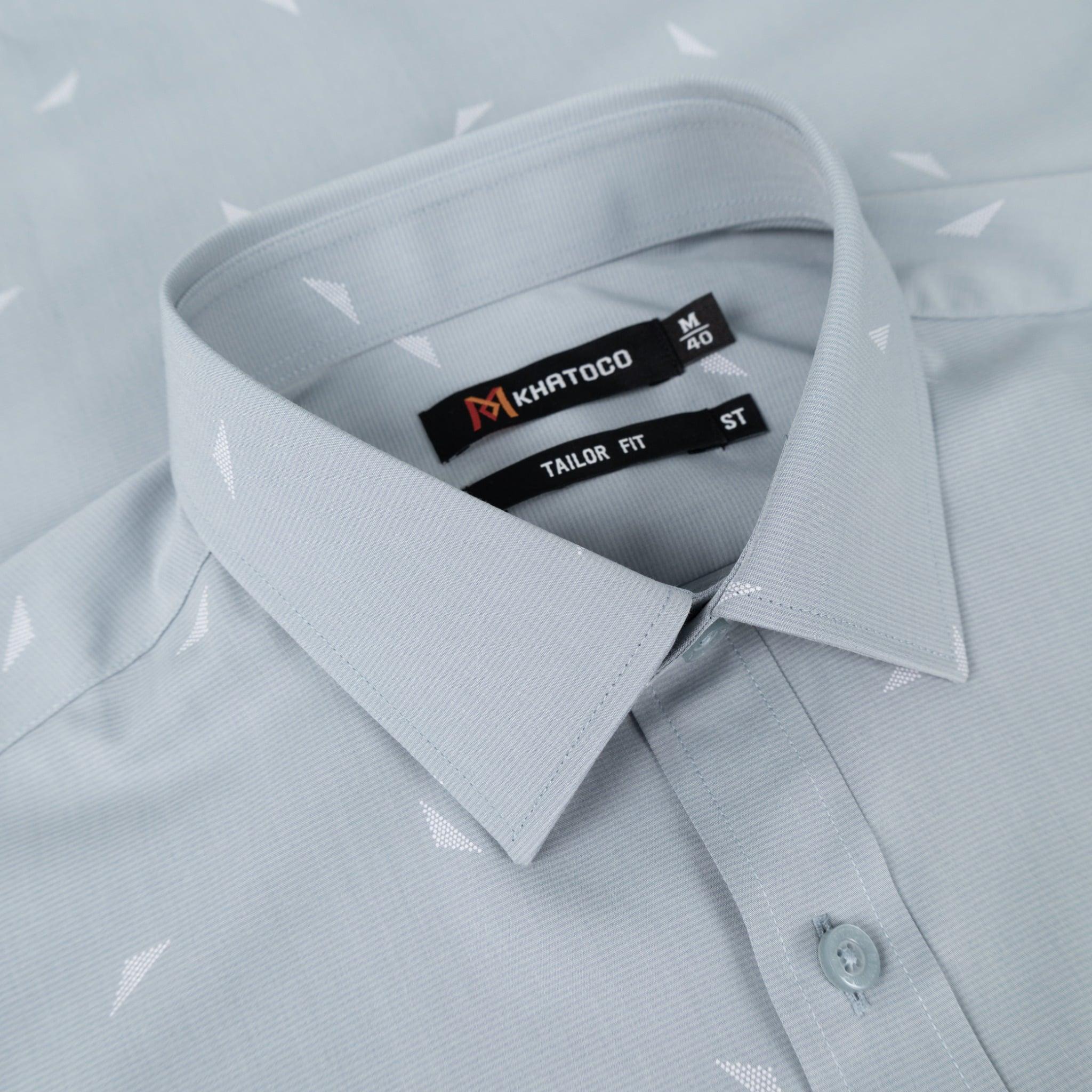 Áo sơ mi nam KHATOCO Tailor Fit ngắn tay A1MN498T2-CNIN773-2704-N