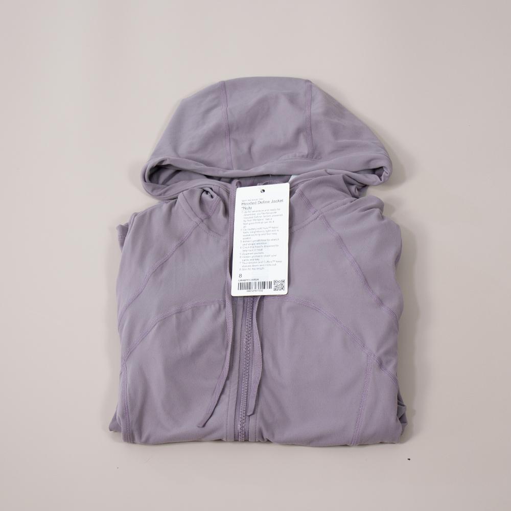 Lulu Nữ Áo Khoác Chạy Bộ Tập Gym Áo Hoodie Thể Thao Yoga Dây Kéo Áo Thể Thao Áo Liền Mạch Có Lỗ Ngón Tay Cái Dài Tay Color: Turmeric Hoodie Size: Size 2 l 40 to 45kg