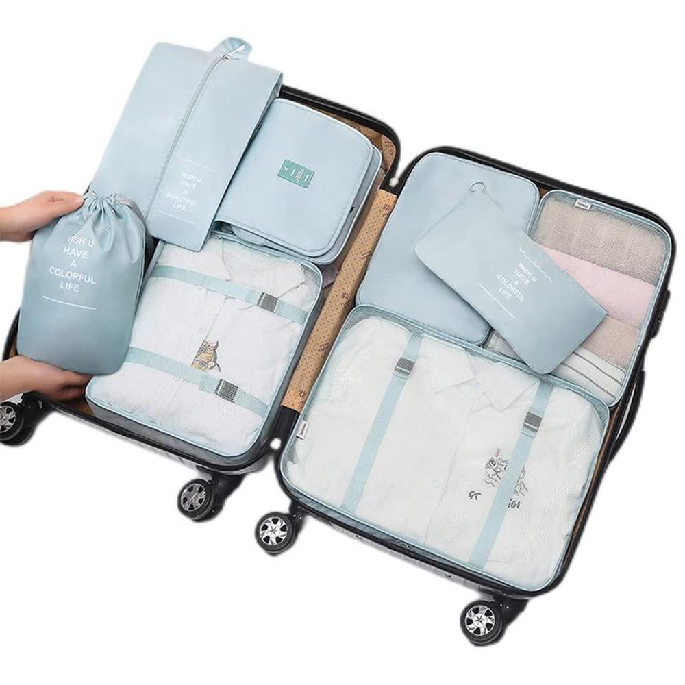 Bộ khối 7 phần, bộ tổ chức hành lý hành lý, túi lưu trữ, vỏ đóng gói vỏ, bao gồm quần áo, túi giày và túi văn hóa s