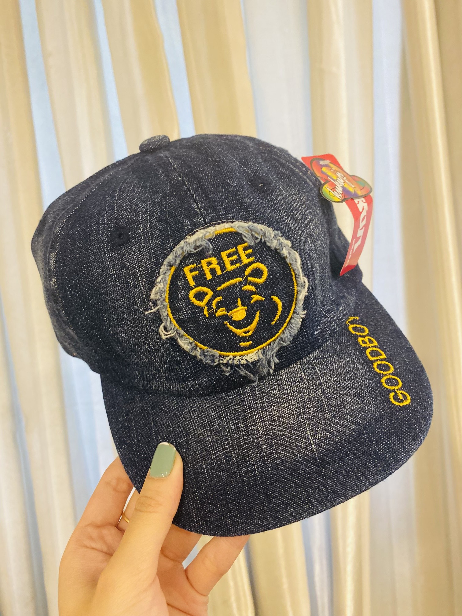 NÓN KẾT JEAN LOGO TRÒN THÊU HÌNH GẤU CUTE CHO BÉ