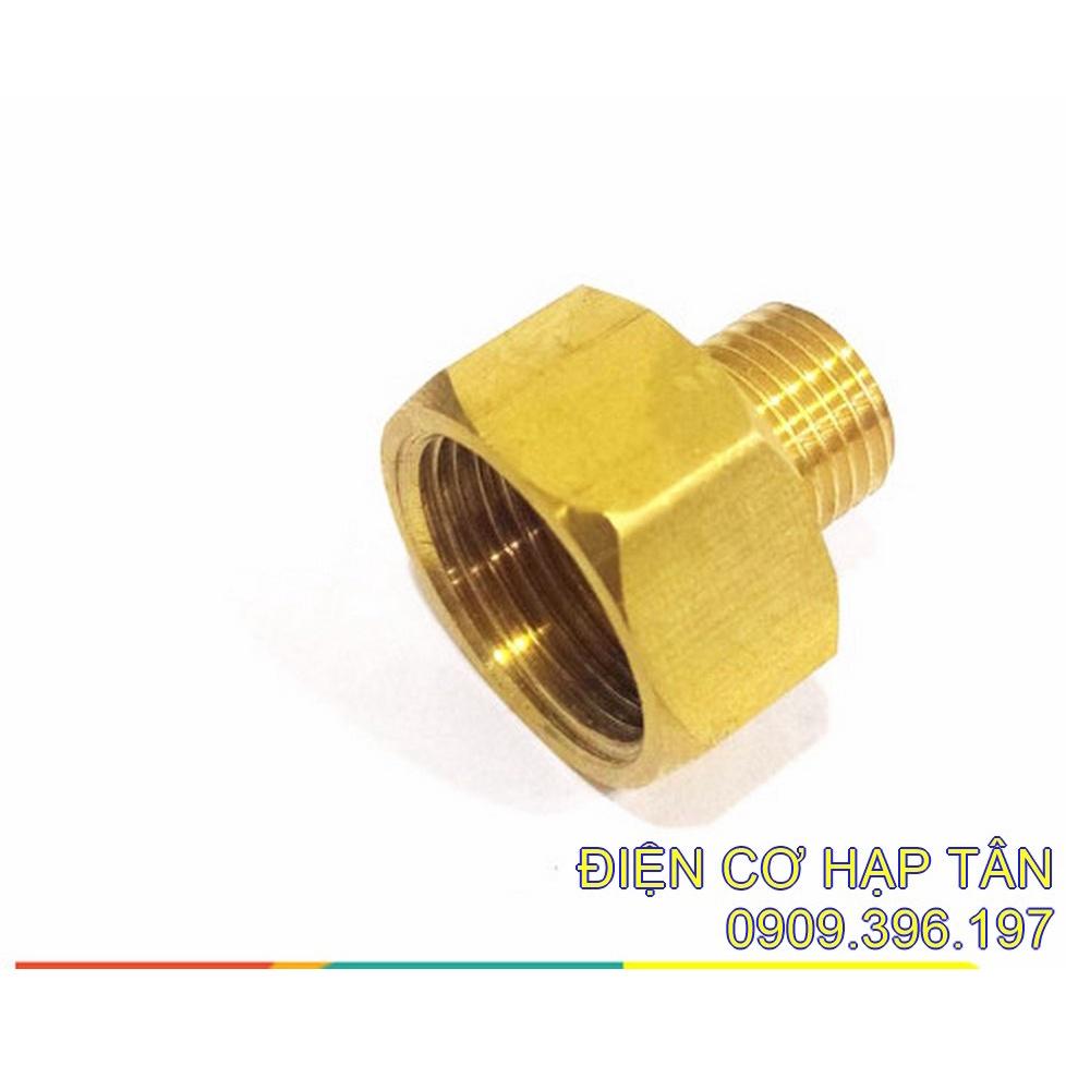 Đầu nối  thau răng trong 22mm ra răng 14mm - cho máy rửa xe mini  xài dây xịt răng 14mm , để rửa máy lạnh