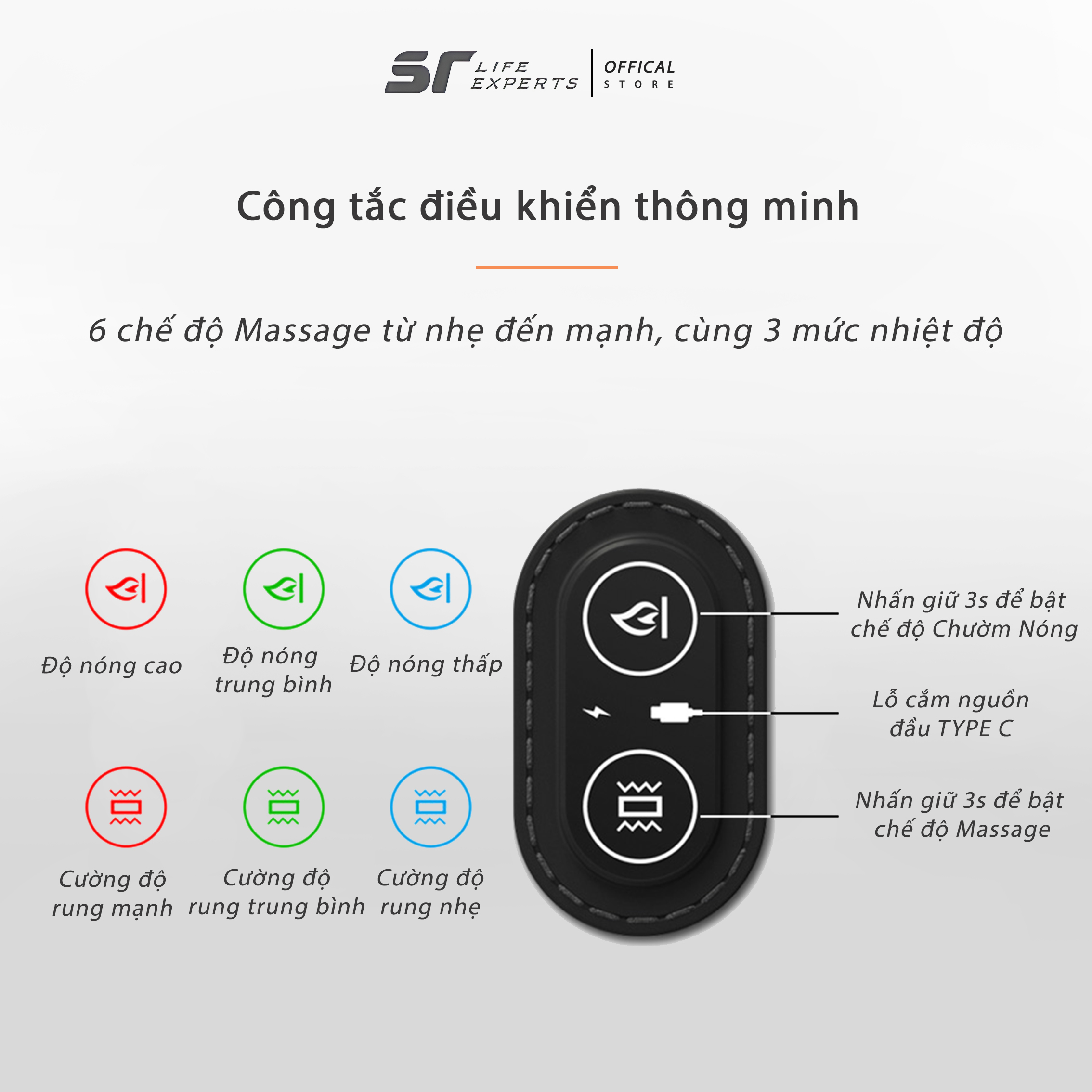 Gối Tựa Lưng Tích Hợp Massage Chườm Nóng, Đệm Lưng Chống Gù, Giảm Đau Cột Sống Dùng Cho Văn Phòng ô tô - Sairui
