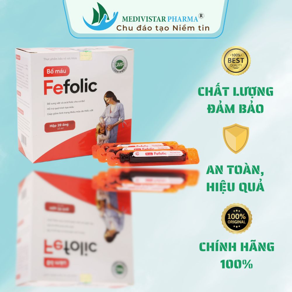 Sắt Tổng Hợp Cho Bà Bầu FEFOLIC Dùng Cho Phụ Nữ Dự Định Có Thai, Phụ Nữ Mang Thai Và Cho Con Bú Hộp 20 Ống x 10ml