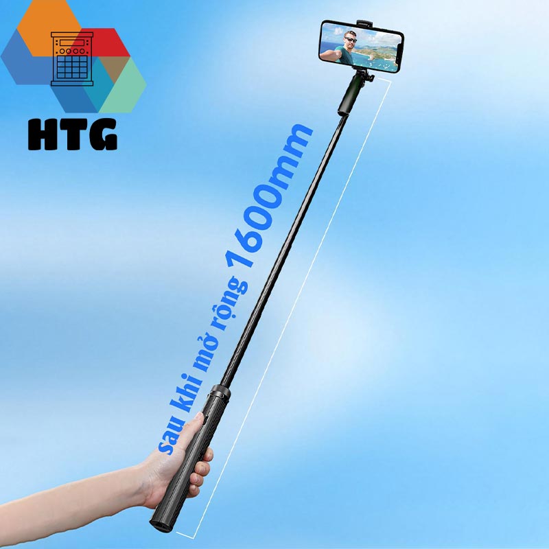 Gậy chụp hình livestream CYKE A61 siêu dài 160cm, có gimbal nhẹ, tích hợp 2 đèn LED chiếu sáng, hàng chính hãng