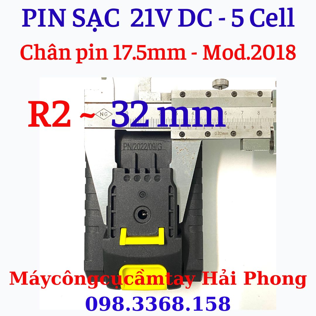 Pin Sạc 21V - 5 cell hàng CAO CẤP cho máy Mod.MKT2018 . Khoảng cách 2 cực pin 17,5 mm.
