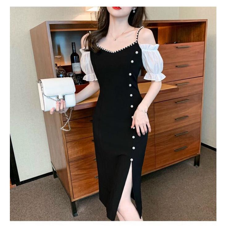 ĐẦM BODY BẸT VAI ĐÍNH HẠT CHÂU CAO CẤP