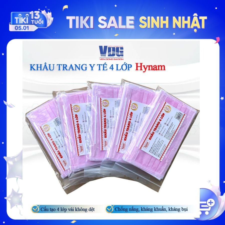 Combo 30 cái khẩu trang y tế 4 lớp Hyanam - Chất lượng chính hàng (6 túi - 5 cái/túi zipper)