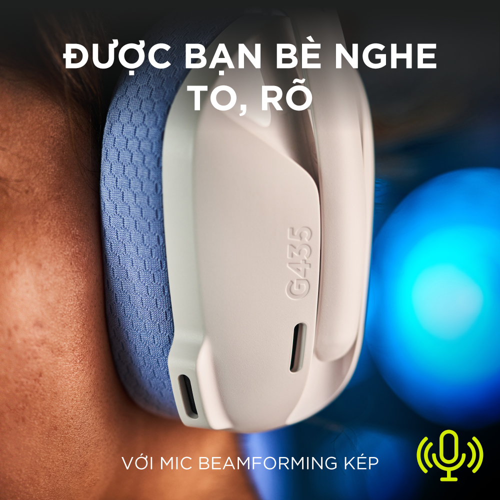 Tai nghe game không dây Bluetooth và Lighspeed Logitech G435 – Mic ảo tích hợp, nhẹ, tương thích PC, Điện thoại, PS4, PS5 - Màu