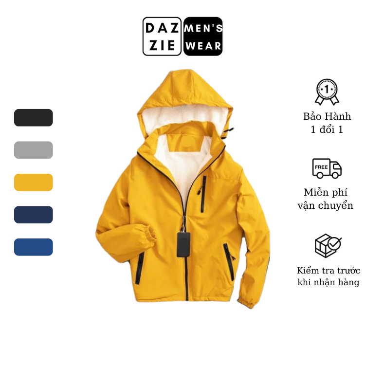 Áo khoác Lót Lông Chống Nước Nam Nữ Cao Cấp Siêu Ấm DazzieMenwear- Lớp Lông bên trong Giữ Nhiệt tốt, Vải Ngoài chống gió rét