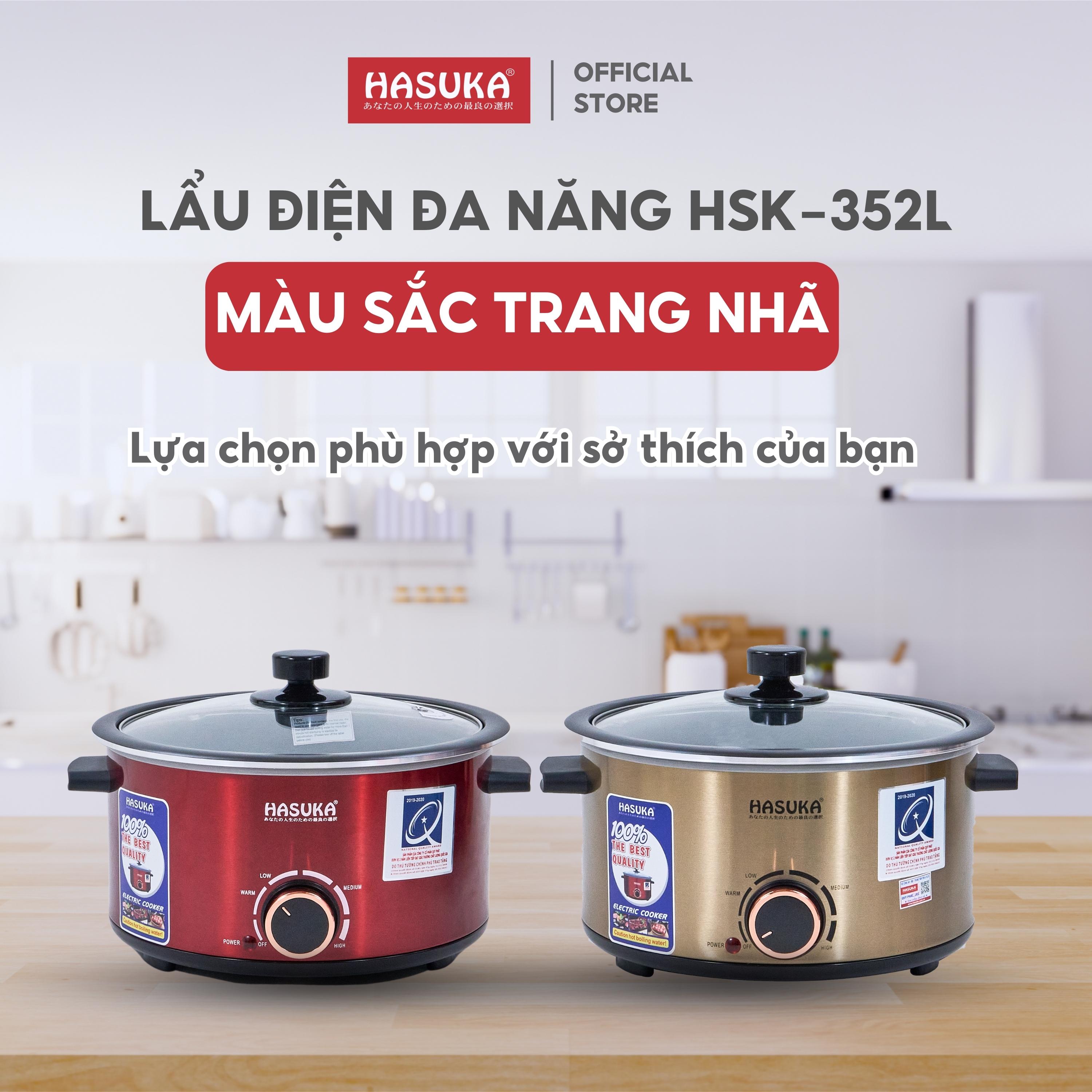 Lẩu điện đa năng HASUKA HSK-352L dung tích 3.5L, công suất 1500W chống dính, đa chức năng - HÀNG CHÍNH HÃNG (Bảo hành 12 tháng)