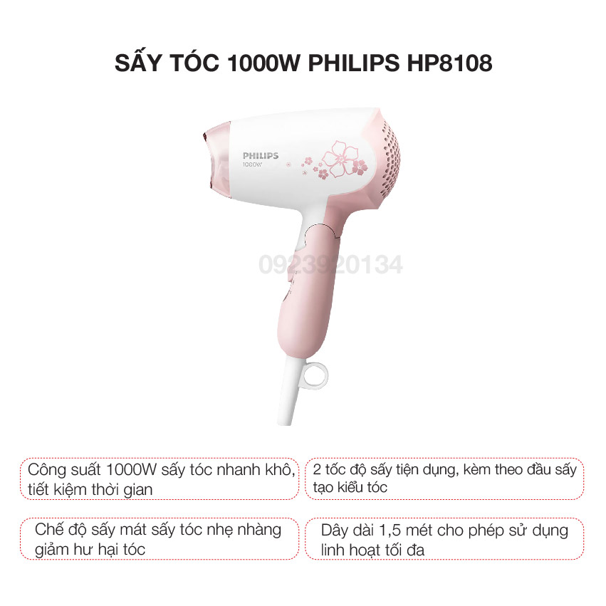 Sấy tóc 1000w Philips HP8108 - Hàng chính hãng