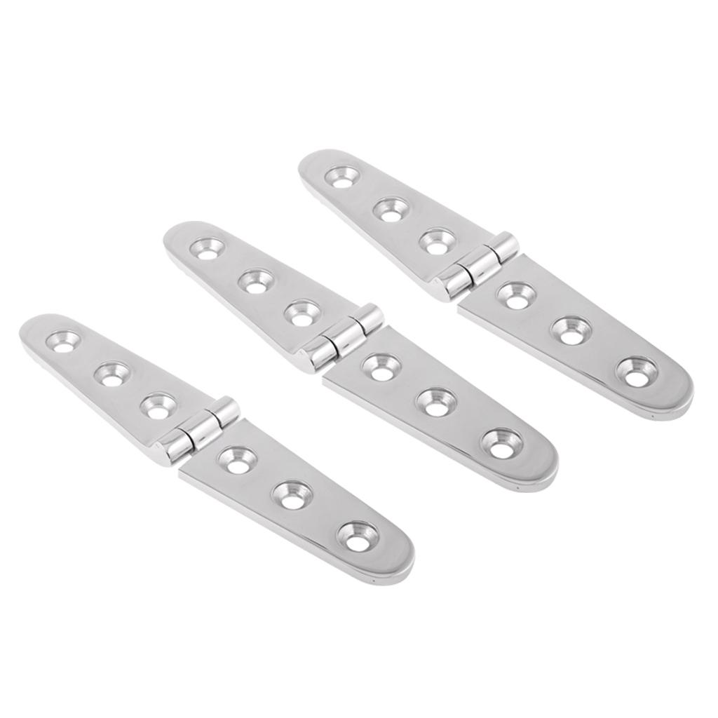 3pcs 6 inch Cast Strap Hinge For Marine Polished Stainless Steel Width 1''