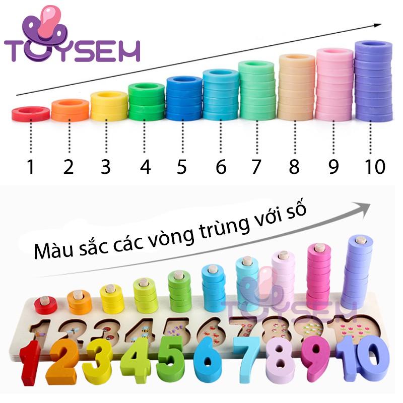 Đồ chơi bảng gỗ xếp ghép hình ghép số 2 dòng tập đếm - Quà tặng sinh nhật học số đếm cho trẻ em