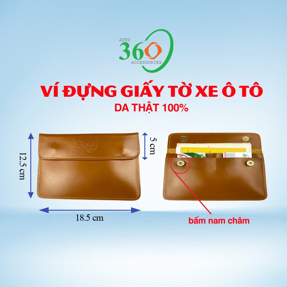 Ví da đựng đăng kiểm và giấy tờ quan trọng trên xe ô tô