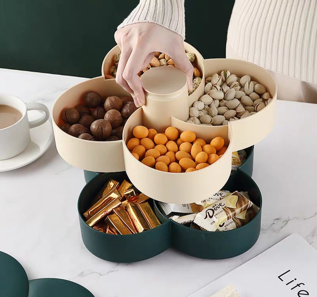 Khay mứt tết Hoa Đào Tết 2 Tầng - Khay đựng đồ ngày tết: Bánh kẹo, trái cây, đồ sấy