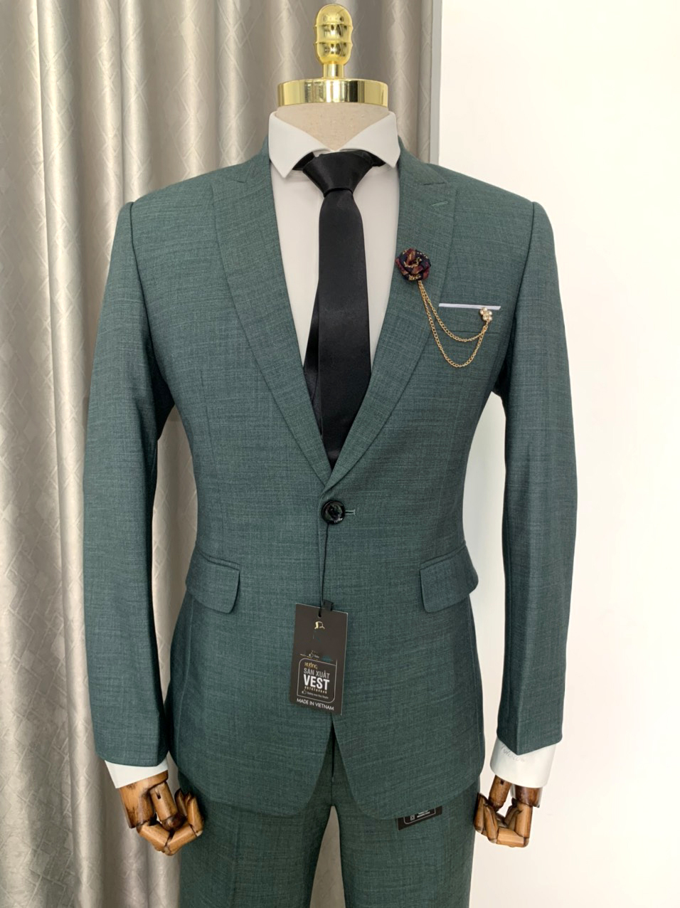 Bộ Vest Nam Hàn Quốc xanh rêu