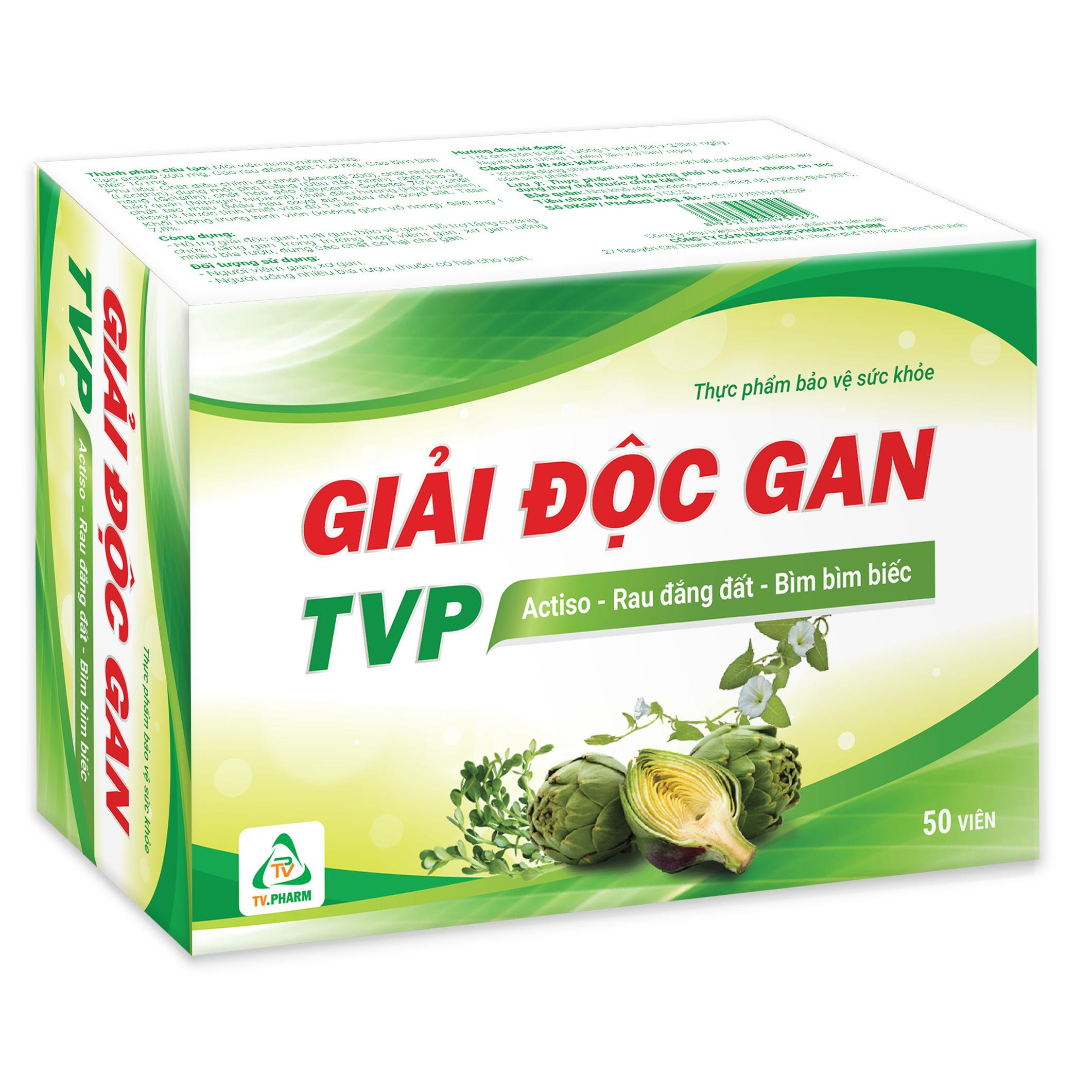 Thực phẩm bảo vệ sức khỏe GIẢI ĐỘC GAN TVP - Hỗ trợ giải độc gan, mát gan, bảo vệ gan (50 viên)