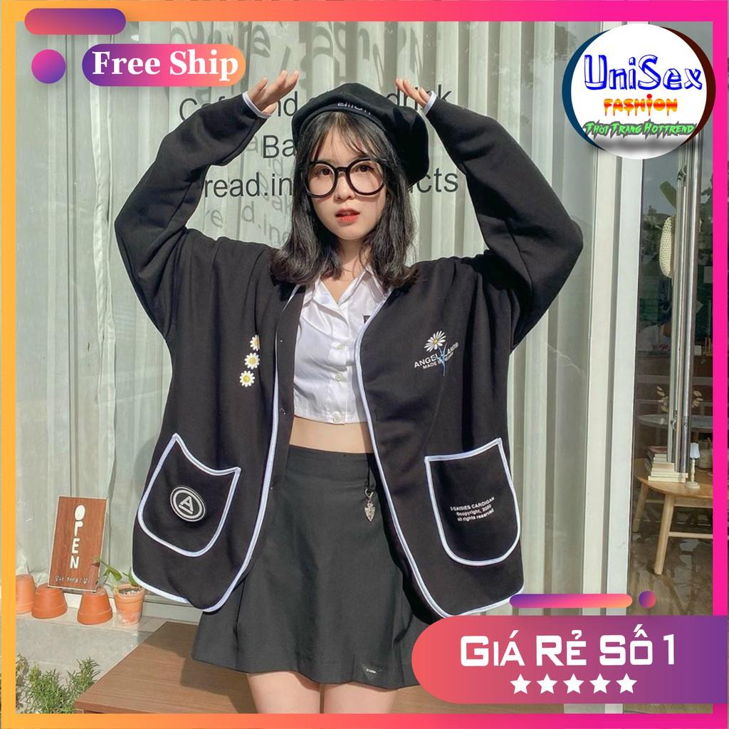 Áo Khoác Cardigan Nữ Vải Nỉ Ngoại In Chữ ANGEL LAND Free Size 70kg AK179