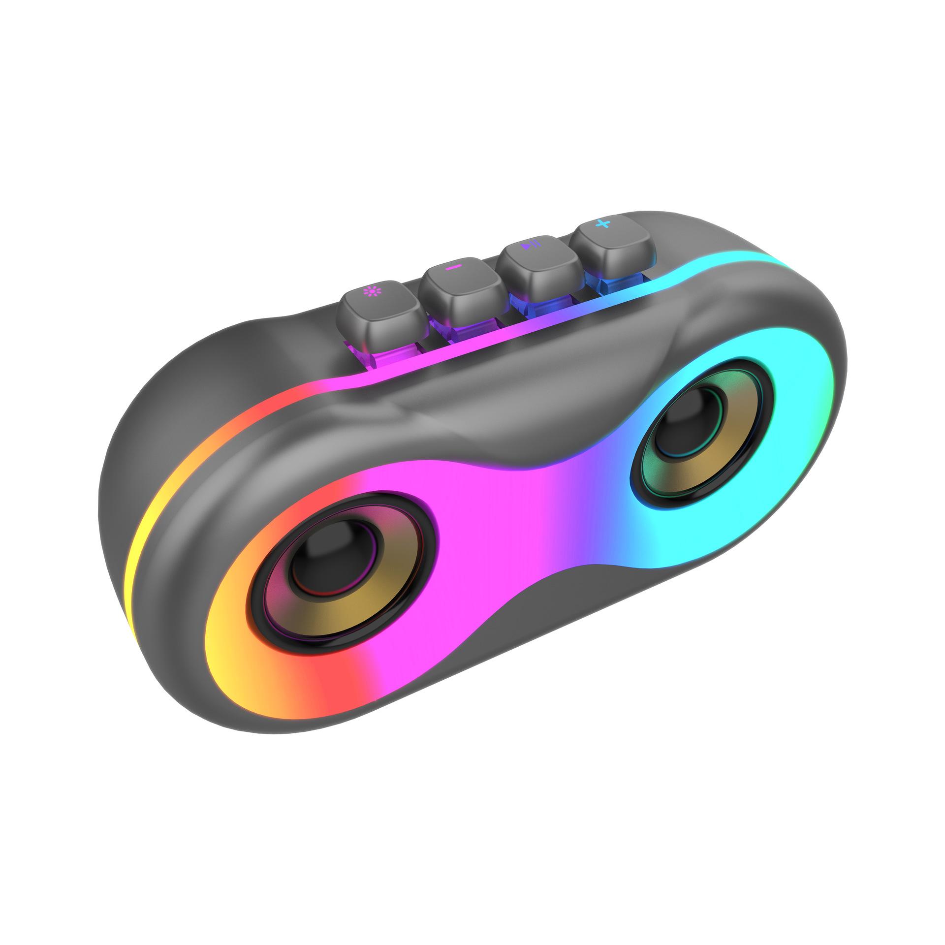 Loa Bluetooth 5.3 Đèn màu RGB Loa bao quanh Loa gia đình Loa siêu trầm đôi còi 14W di động với Loa siêu trầm TF AUX USB Màu sắc: Bạc