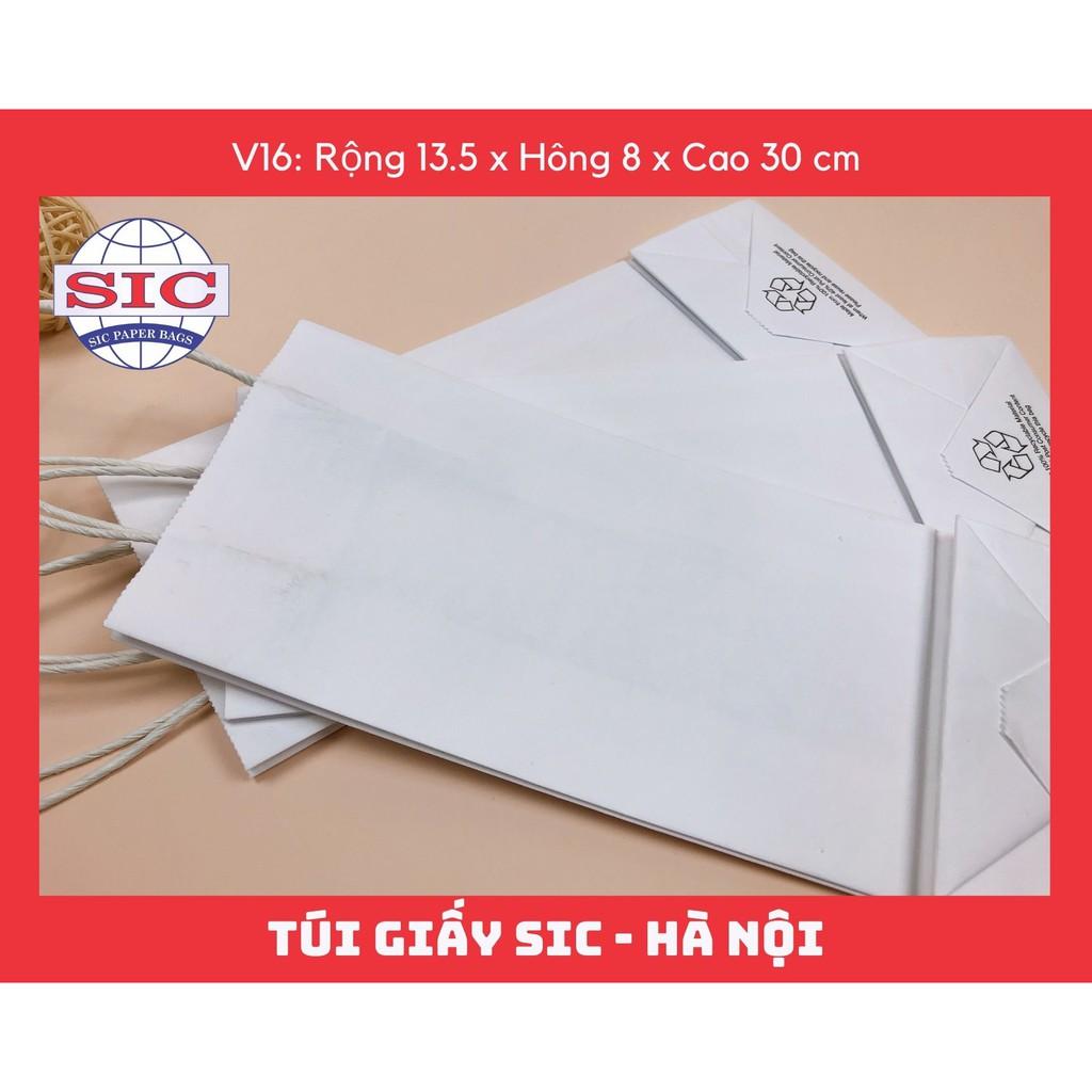 10 CHIẾC TÚI GIẤY KRAFT V16: 13.5x8x33 MÀU TRẮNG CÓ QUAI