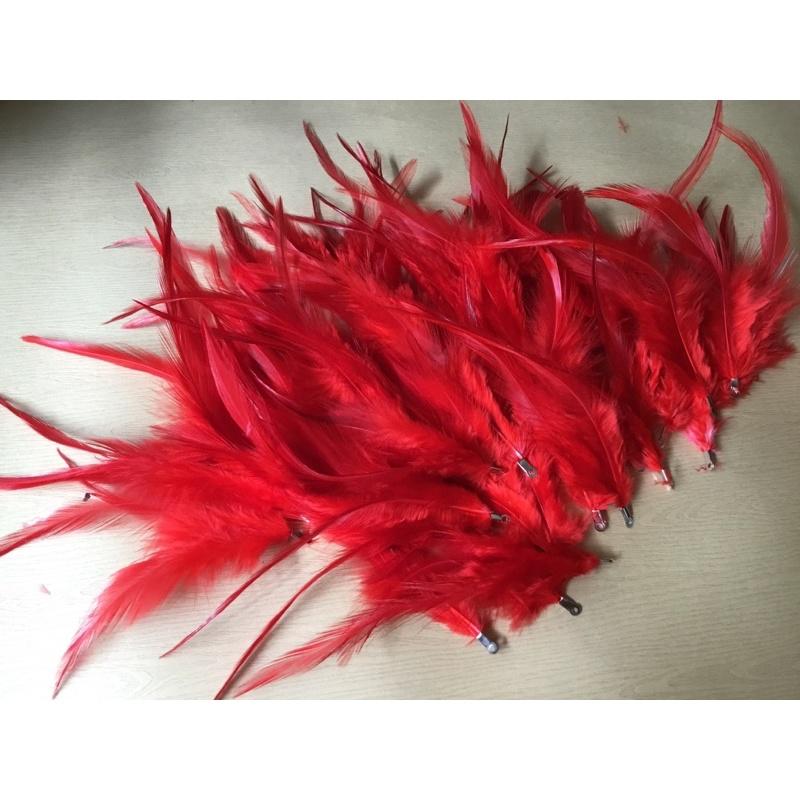 Lông gà màu đỏ đẹp dùng trang trí đa dụng
