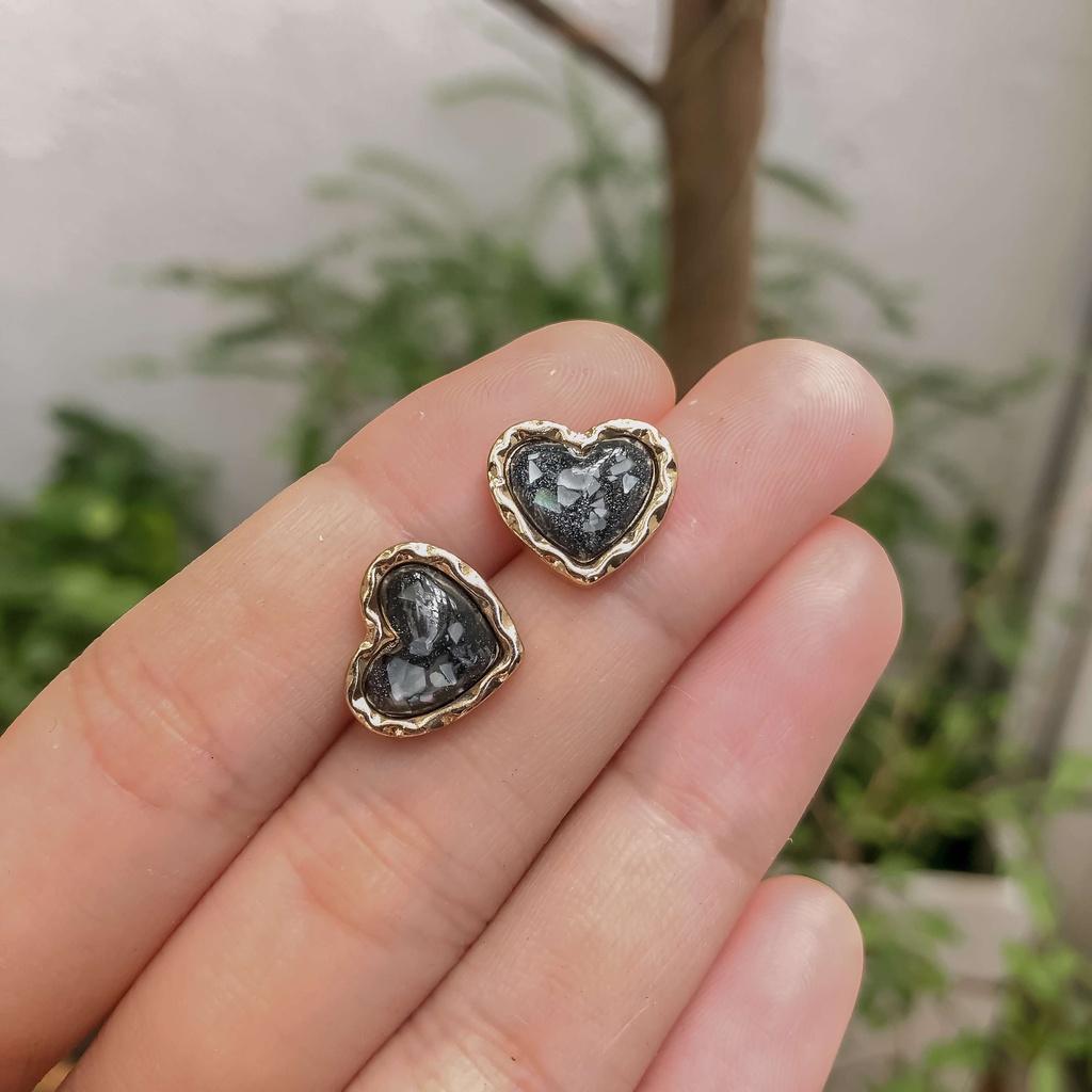Khuyên tai tim đá bạc 925