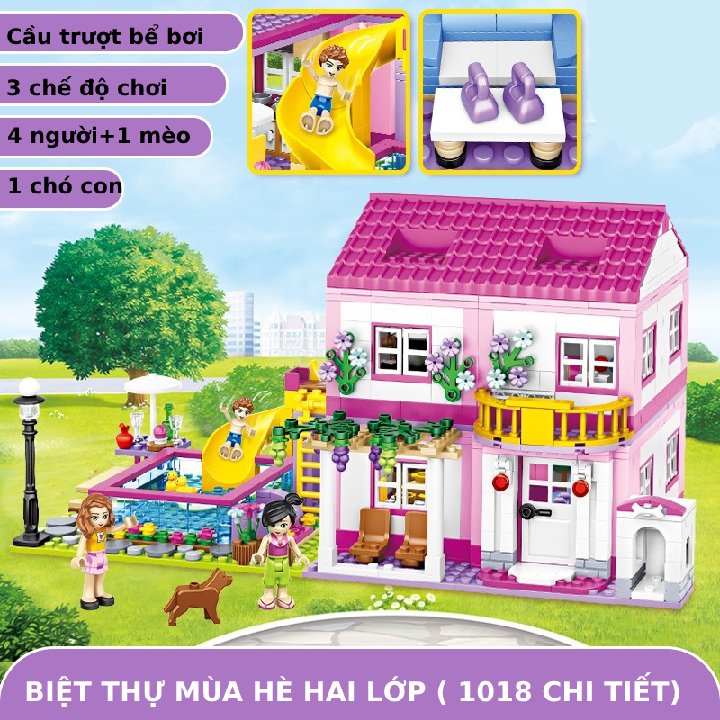 [Có sẵn] Đồ chơi lắp ráp Biệt thự mùa hè hai lớp giúp trẻ phát triển trí tuệ