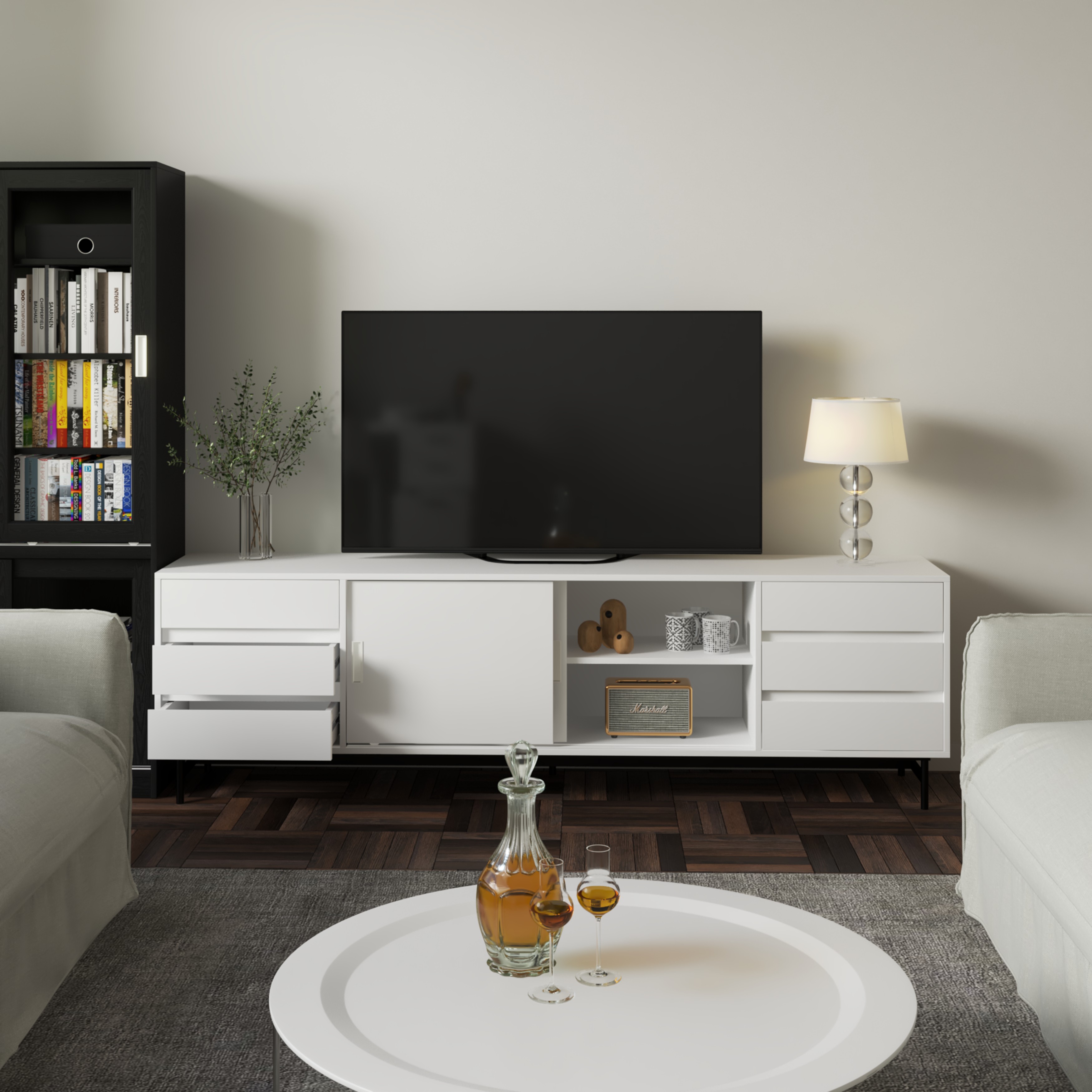 [Happy Home Furniture] LUCA , Kệ TV 2 cửa lùa , 220cm x 42cm x 65cm ( DxRxC), KTV_015