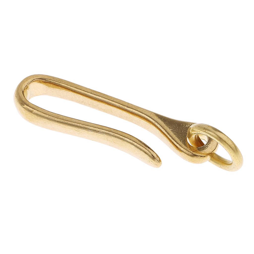 2pc/set Solid Brass U Hook Loop Keychain Belt Wallet Clip Holder