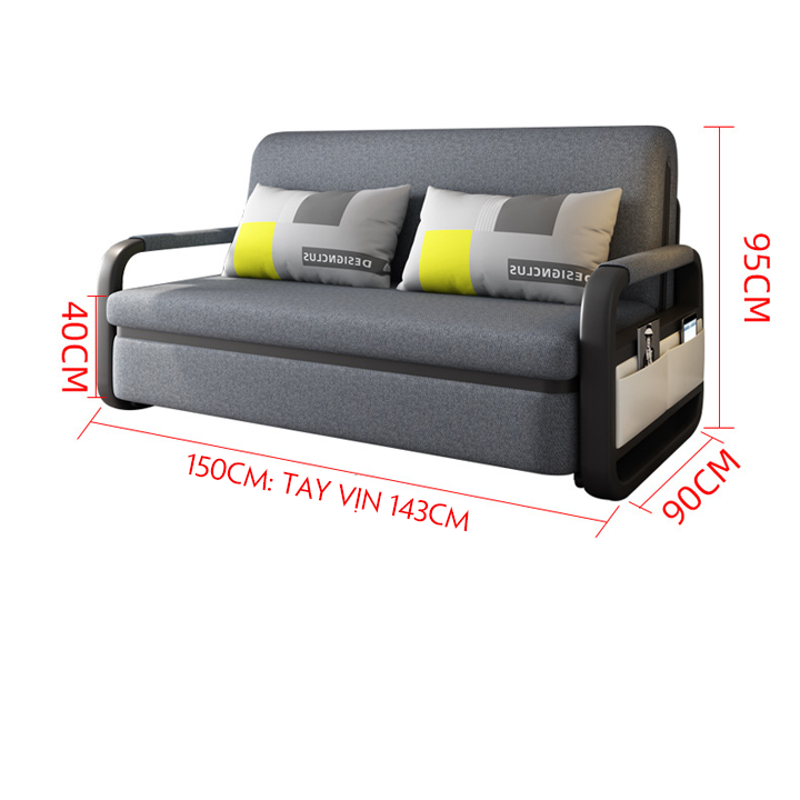 Giường Ngủ Kiêm Ghế Sofa 1m90 x 1m60 Kèm Ngăn Chứa Đồ Đa Năng - Giường Sofa Gấp Gọn Khung Thép Cường Lực Cao Cấp Giường Sofa Đa Năng Gấp Gọn Thành Ghế