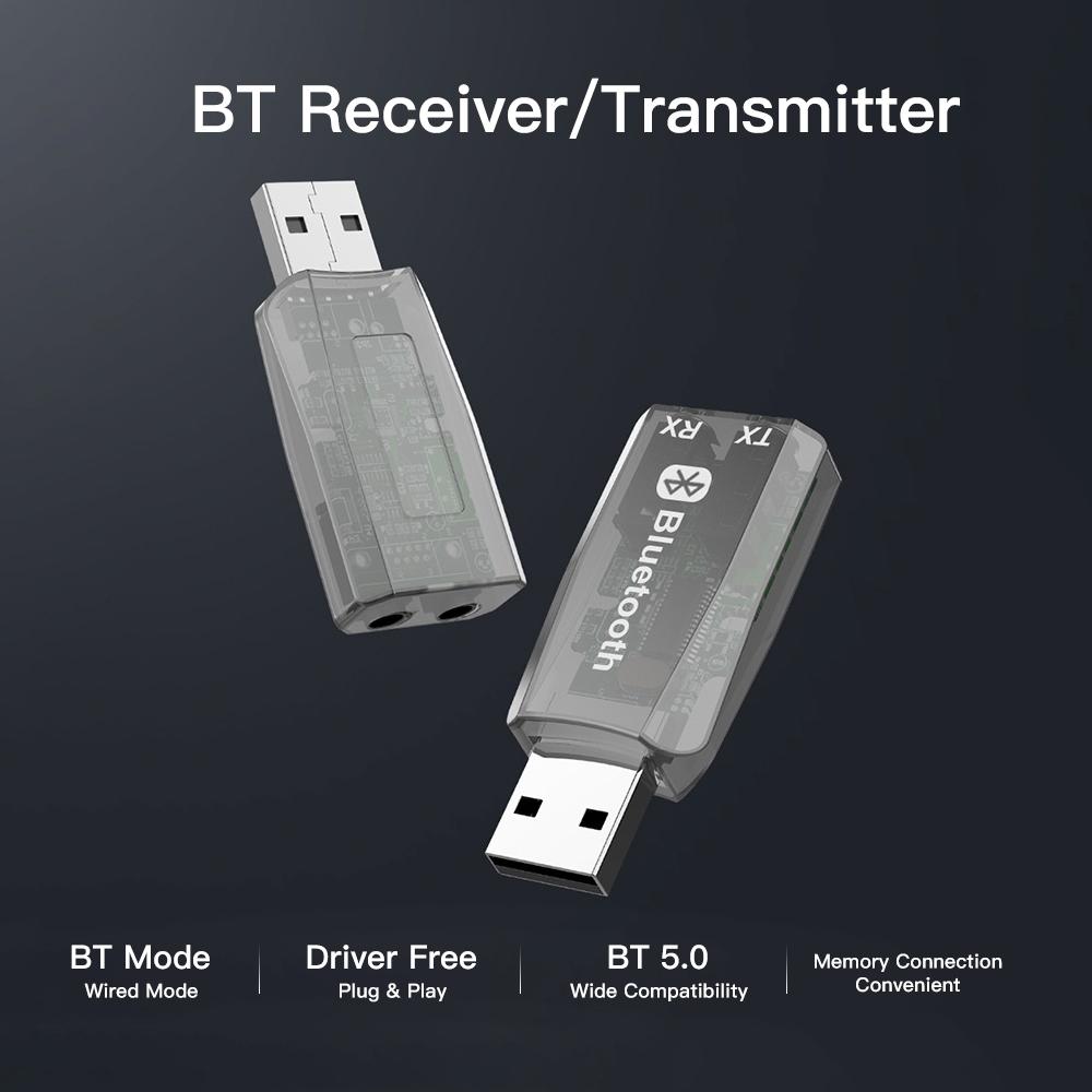 BT-TX5 2 in 1 BT 5.0 Audio Receiver Transmitter Wireless Mini Adapter Stereo Music Transceiver AUX USB Wireless Dongle