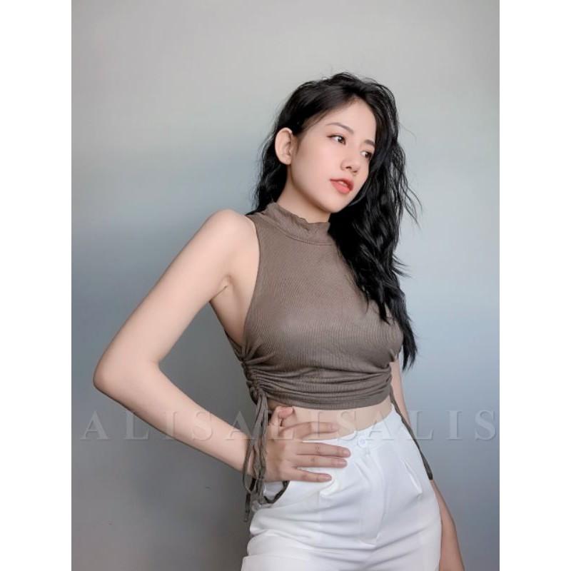 Áo Croptop Lọ Rút Dây Bên Hông 2 Lớp Siêu Xinh Siêu Đẹp 