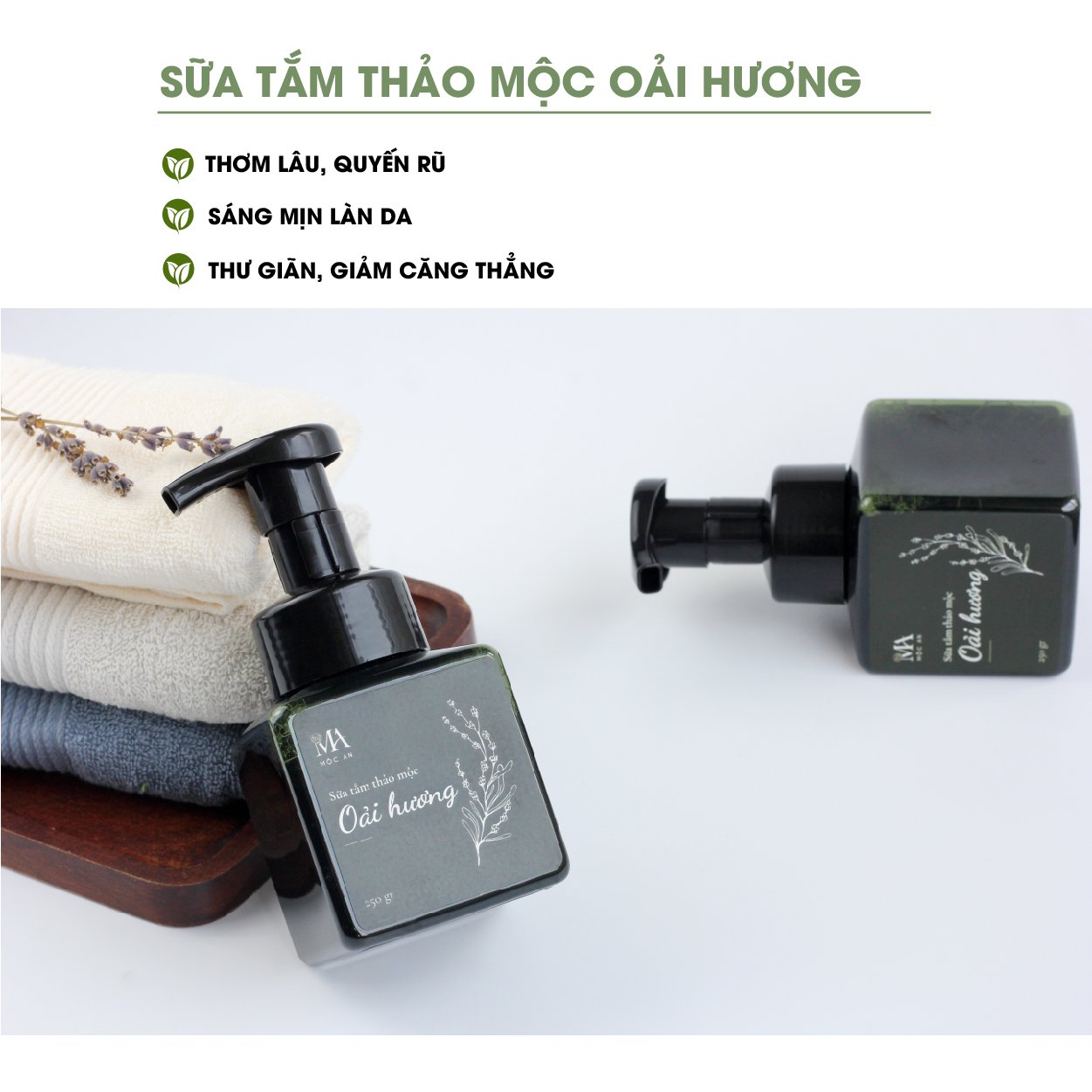 Sữa Tắm Thảo Mộc Tinh Dầu Oải Hương Mộc An Thơm Lâu Quyến Rũ, Chăm Sóc Làn Da Sáng Mịn 250g