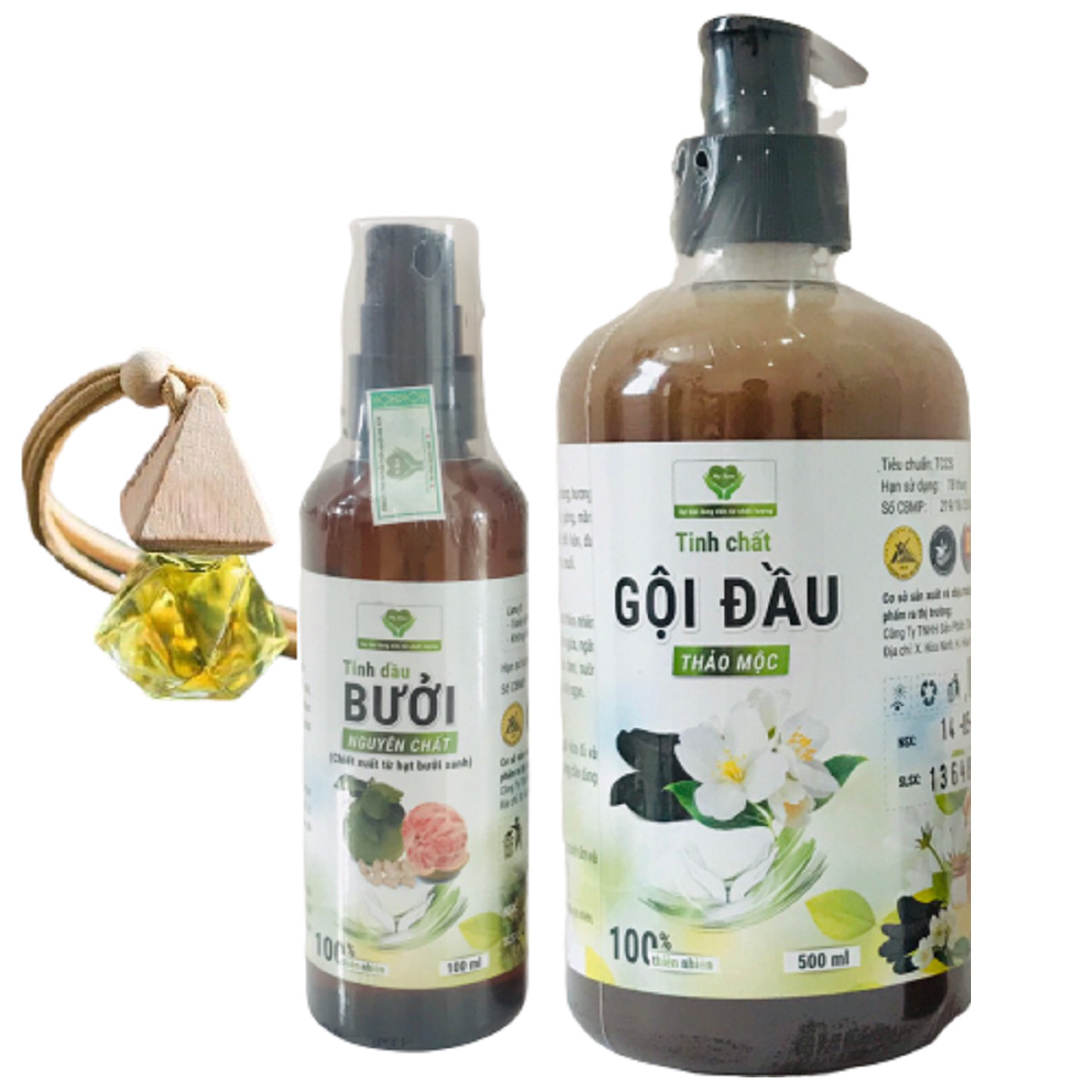 Combo dầu gội MẸ KEN 500ml và tinh dầu bưởi MẸ KEN 100m -l tặng chai tinh dầu sả chanh treo xe