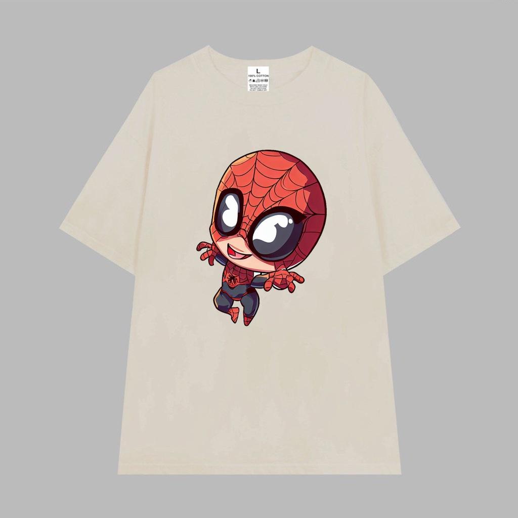 Áo thun tay lỡ unisex áo phông nam nữ oversize hình Spider man mini vui nhộn