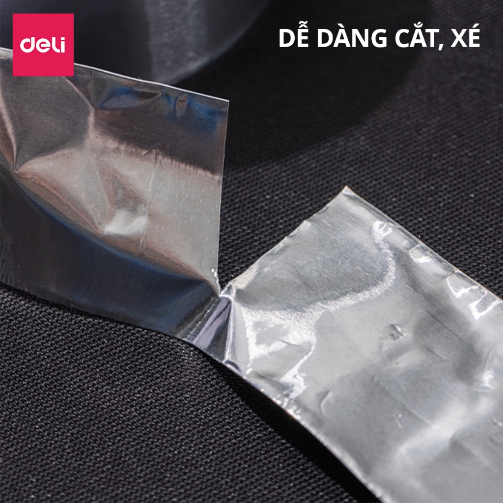 Băng dính nhôm băng keo bạc 10/20m Deli - Băng keo nhôm siêu dính dẫn diện chống nước chống ẩm cách nhiệt cho gia đình