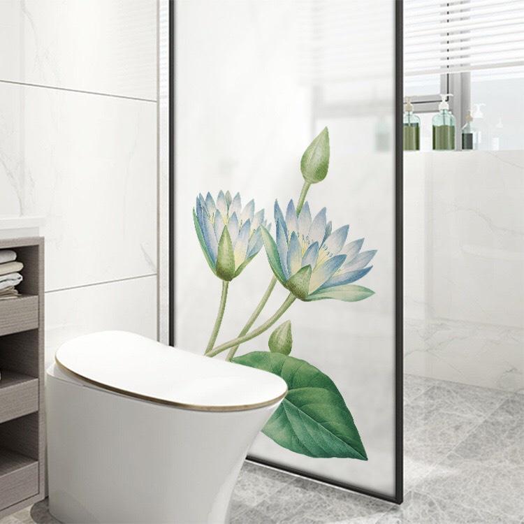 Decal trang trí kinh Cao Cấp - Hoa sen trắng