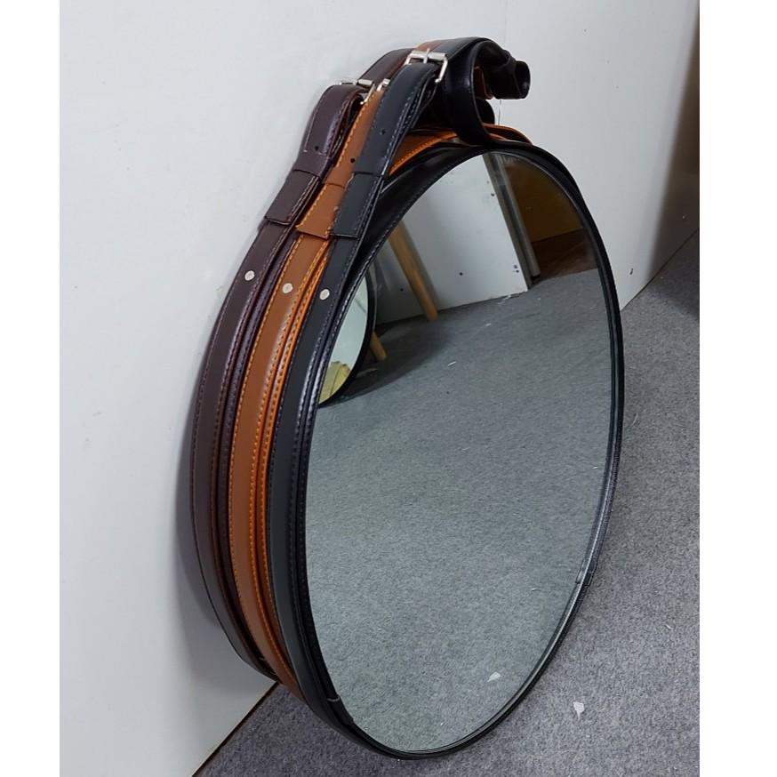 Gương dây da tròn 50cm, BAO BỂ VỠ TOÀN QUỐC, Decor nội thất cực Hàn Quốc