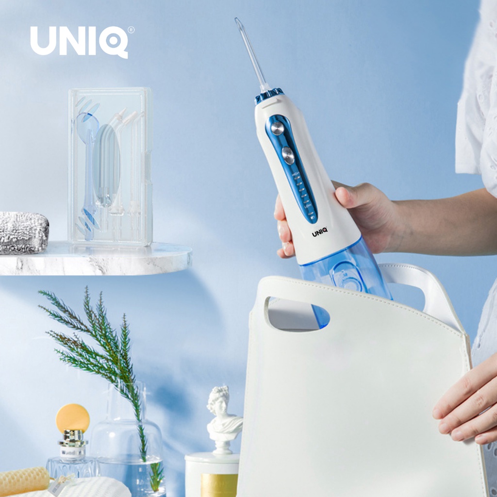 Tăm Nước Cầm Tay UNIQ Smile S1 Nhật Bản Cao Cấp Máy Vệ Sinh Răng Miệng Mini Tốt May Tam Nuoc Waterpik Gia Đình Không Dây Xịt Xỉa Rửa Làm Sạch Kẽ Răng Niềng Dụng Cụ Cạo Lưỡi Nhập Khẩu