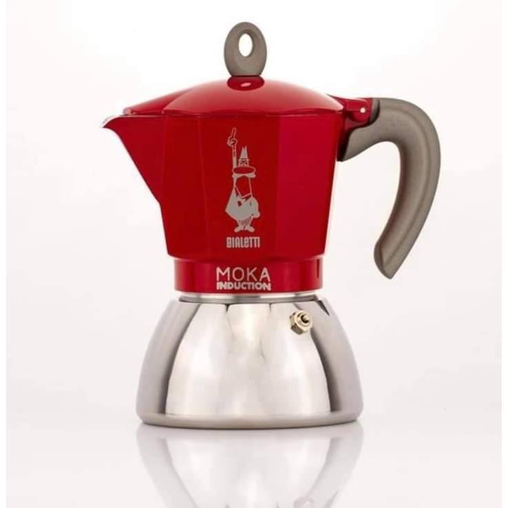 Ấm pha cà phê Bialetti Moka Express ITALY 4 cốc màu đỏ xinh đẹp dùng được bếp từ