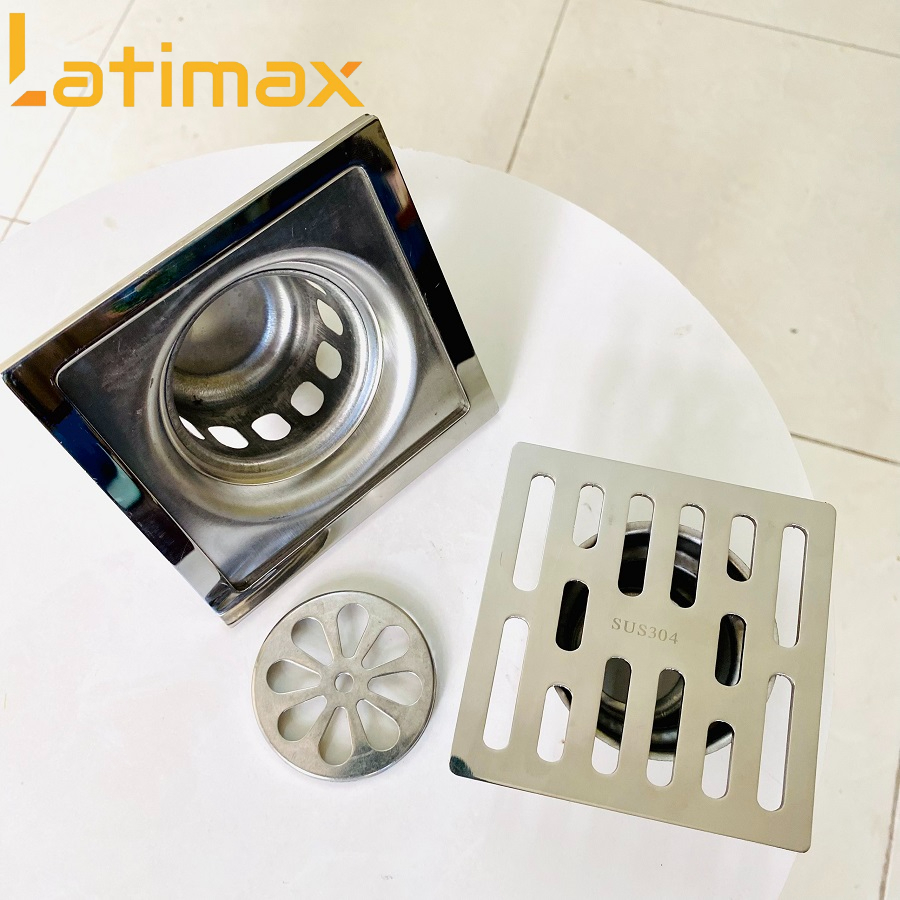 Phễu thoát sàn chống mùi hôi Inox 304 Mặt Vuông GTS2 dày 5mm - Ga thoát sàn chống trào ngược, chống côn trùng Cao cấp