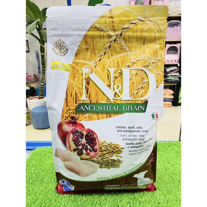 Hạt thức ăn cho Cún nhỏ N&amp;D Ancestral Grain Puppy Mini, hạt N&amp;D Prime Puppy Mini 2.5kg - Gà &amp; Lựu &amp; Yến mạch