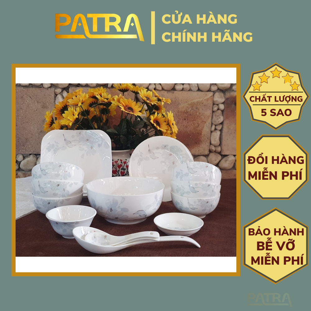 Bộ bát đĩa sứ 13 sản phẩm - bộ bát đĩa Bát Tràng cao cấp
