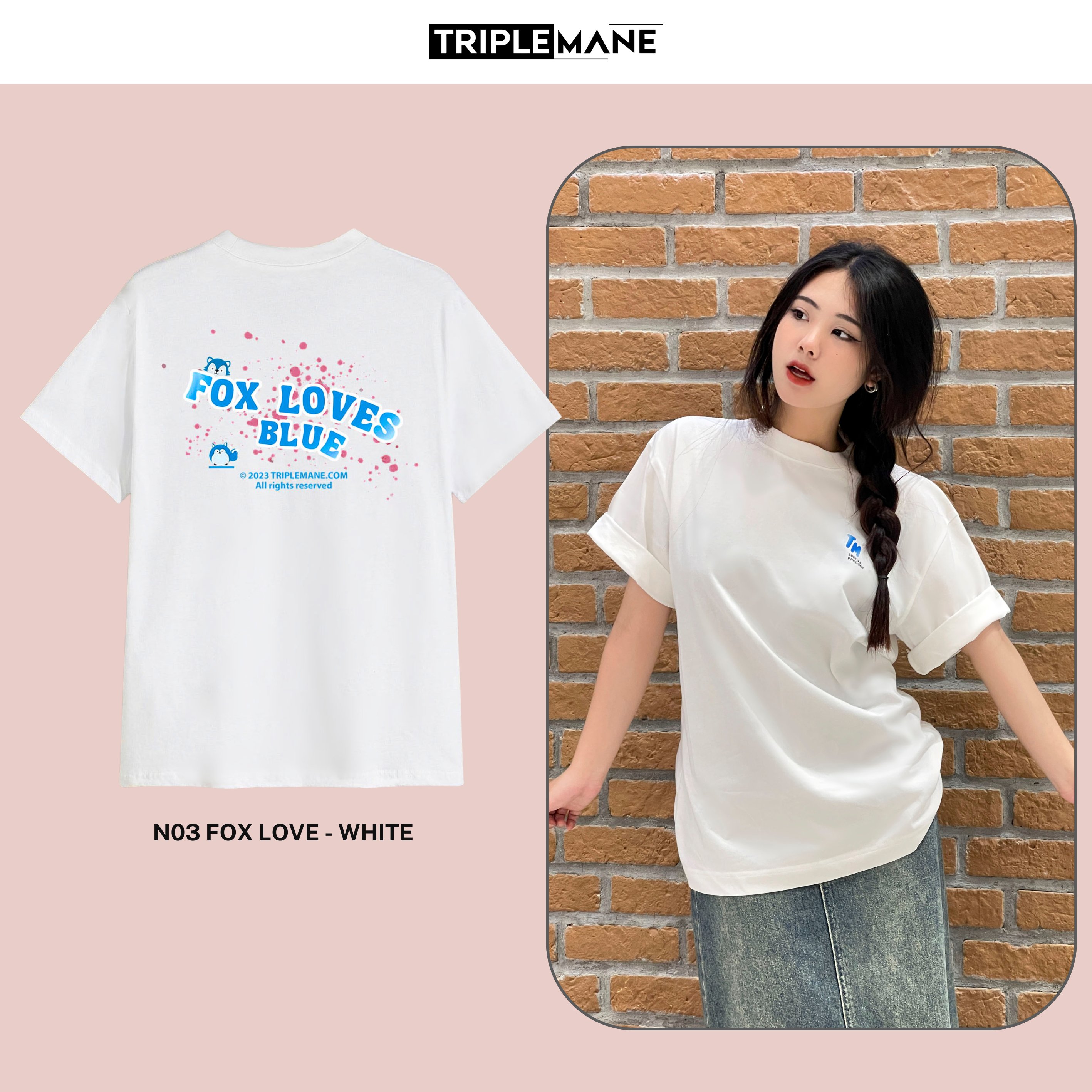 Áo Thun Local Brand Form Rộng Unisex NO3 Fox love / White- vải 100% Cotton Premium thoáng mát không bai xù, co giãn 2 chiều, định lượng lên đến 260gsm