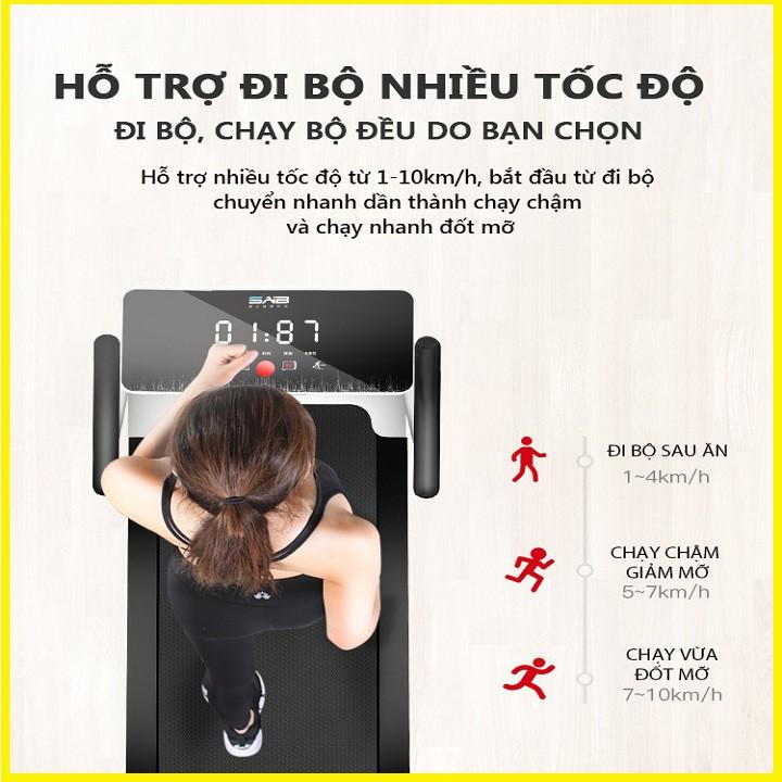 Máy chạy bộ SAIB S1 xếp gọn, mặt đồng hồ cảm ứng O