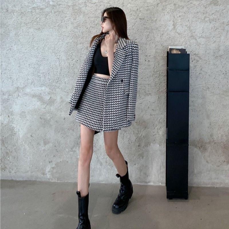 Set Đồ Áo Khoác Dạ Blazer +Chân Váy Nữ Phong Cách Hàn Quốc Mẫu Mới Mã RB01